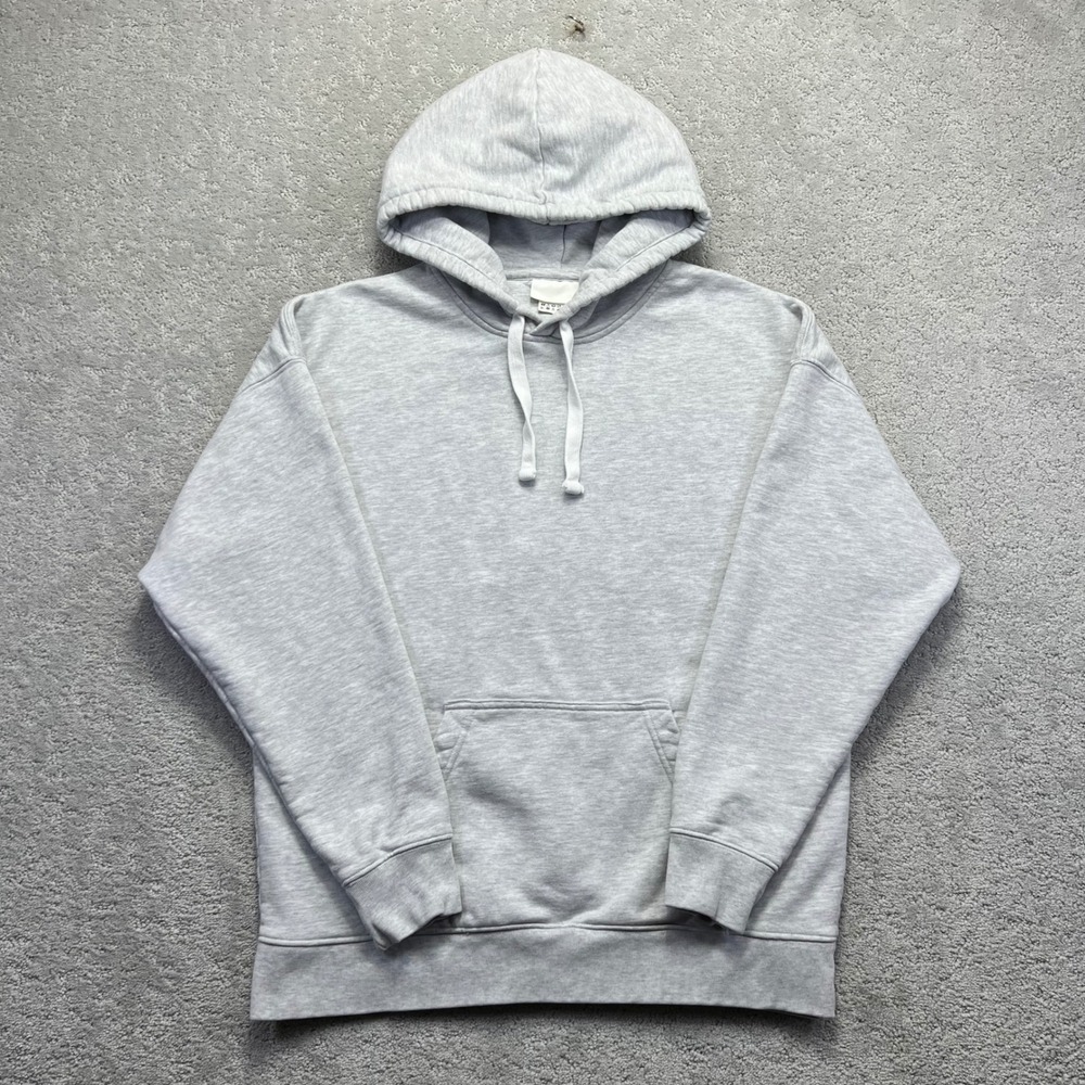 H&M Hoodie Mens‎ Large Grey Blank Staple Heavyweight Thick Sweatshirt Pullover